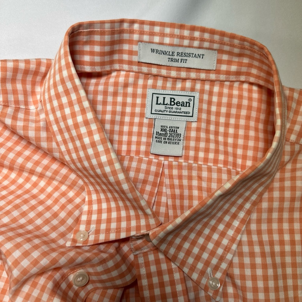 L.L. Bean Men's Gingham Orange Shirt